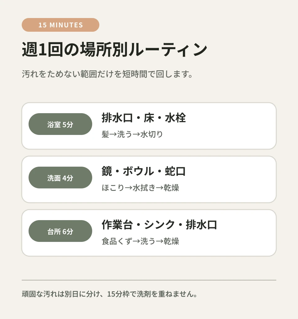 時間切れで終わらせる範囲を決めると、毎週続けやすくなります。